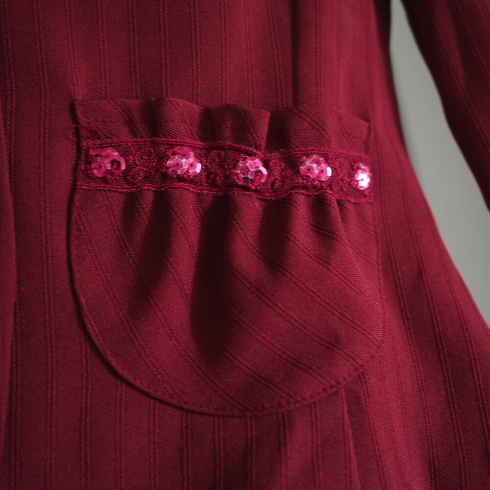 Vintage Y2K Preppy Burgundy Office Siren Blazer Suit Jacket Sz S 3-4 My Michelle - Picture 6 of 12